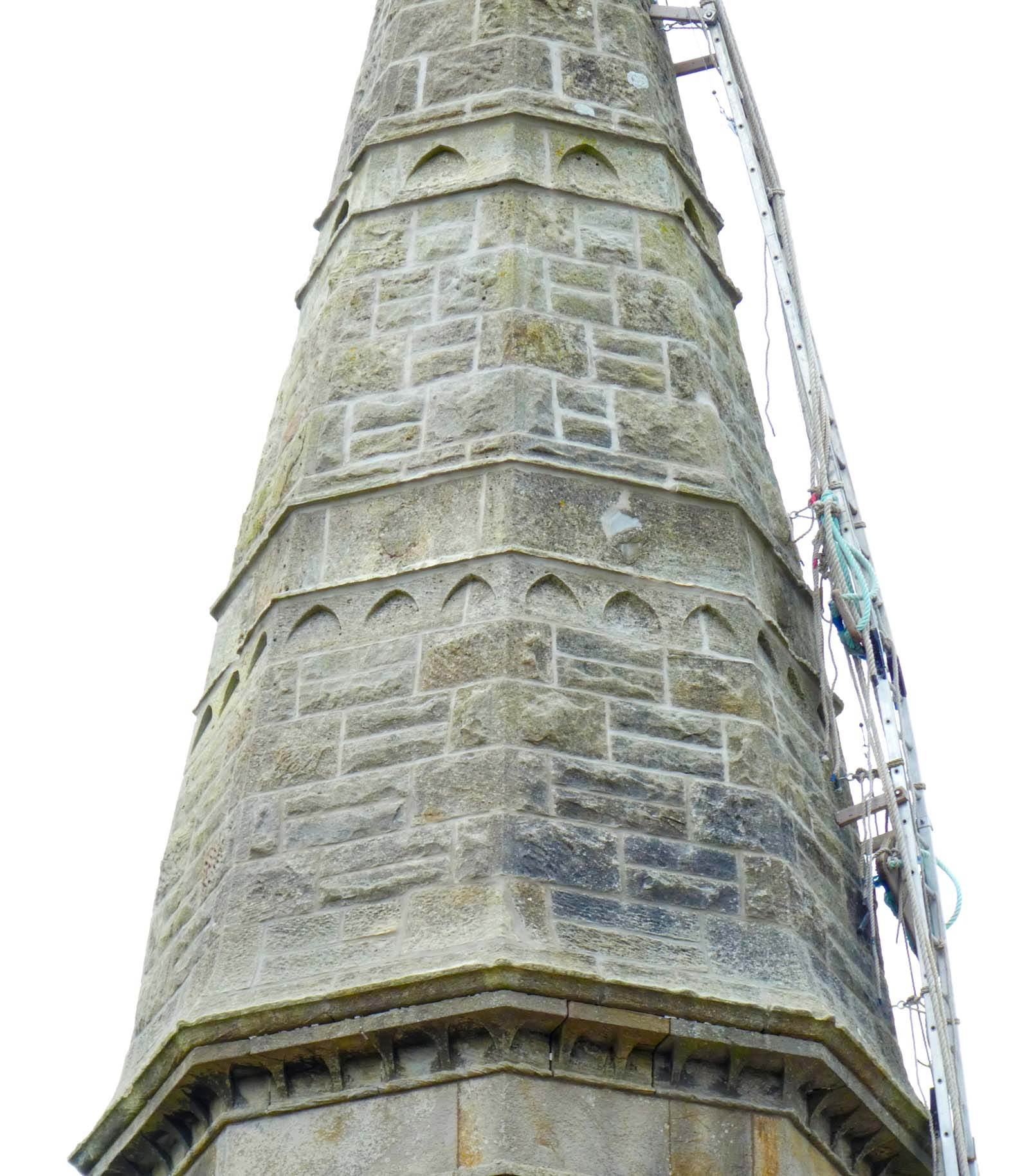 Church spire fully pointed with quality hydraulic lime mortar
