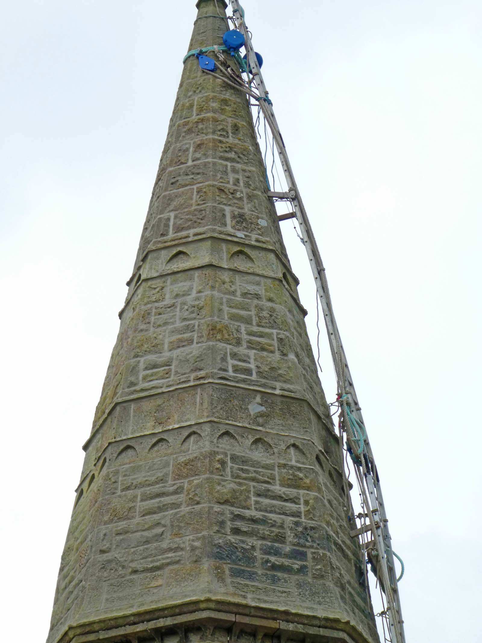 Church spire fully pointed with quality hydraulic lime mortar
